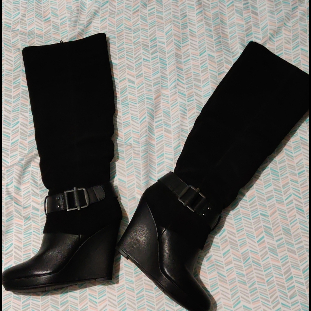 NIB Bar III 7.5 4 1/4" platform midcalf black boot
